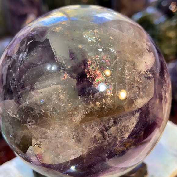 🔥SALE🔥 Rainbow Fluorite Crystal Sphere Sparkles And Rainbows! Watch The Video! - Picture 16 of 16